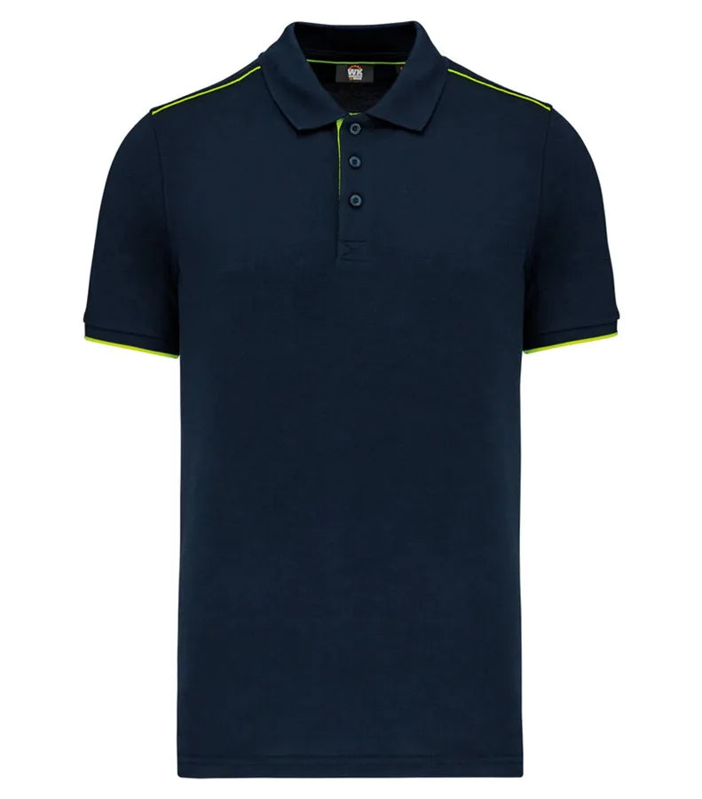 Men's Short-Sleeved Contrasting Day To Day Polo Navy/Flour.Yellow
