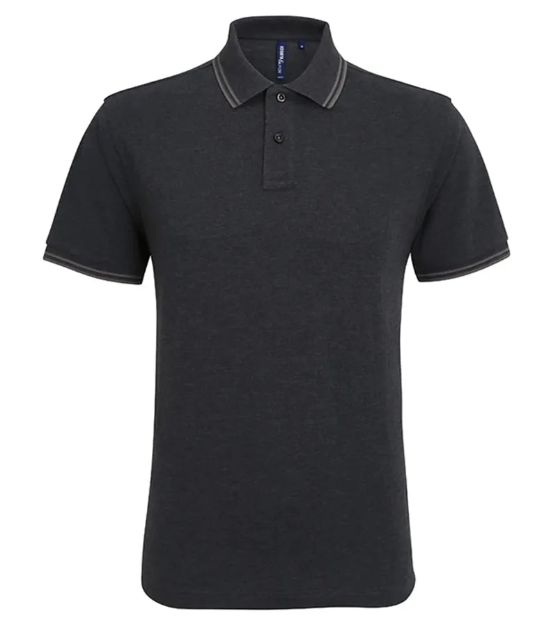 Men's classic fit tipped polo BlackHeather/Charcoal