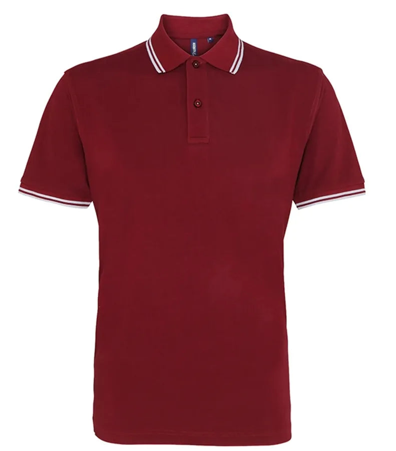 Men's classic fit tipped polo Burgundy/Sky