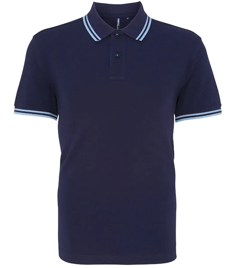 Men's classic fit tipped polo Navy/Cornflower