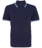 Men's classic fit tipped polo Navy/Cornflower