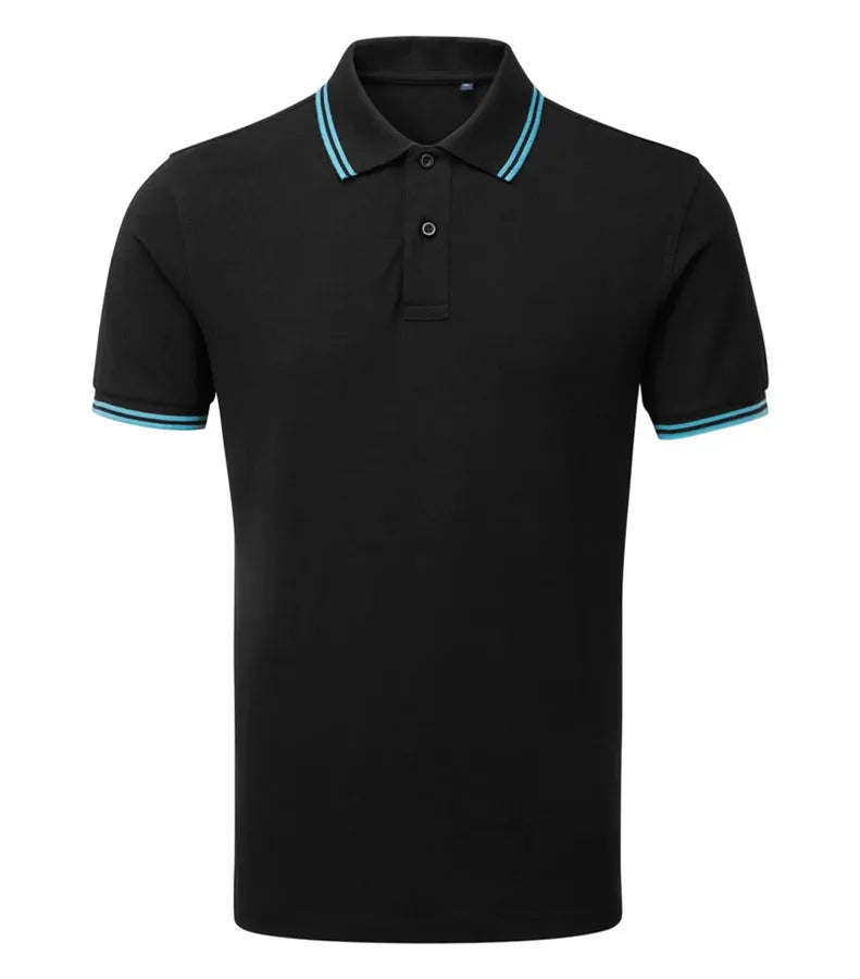Men's classic fit tipped polo Black/Turquoise