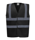 Hi vis 2 band and braces waistcoat Black