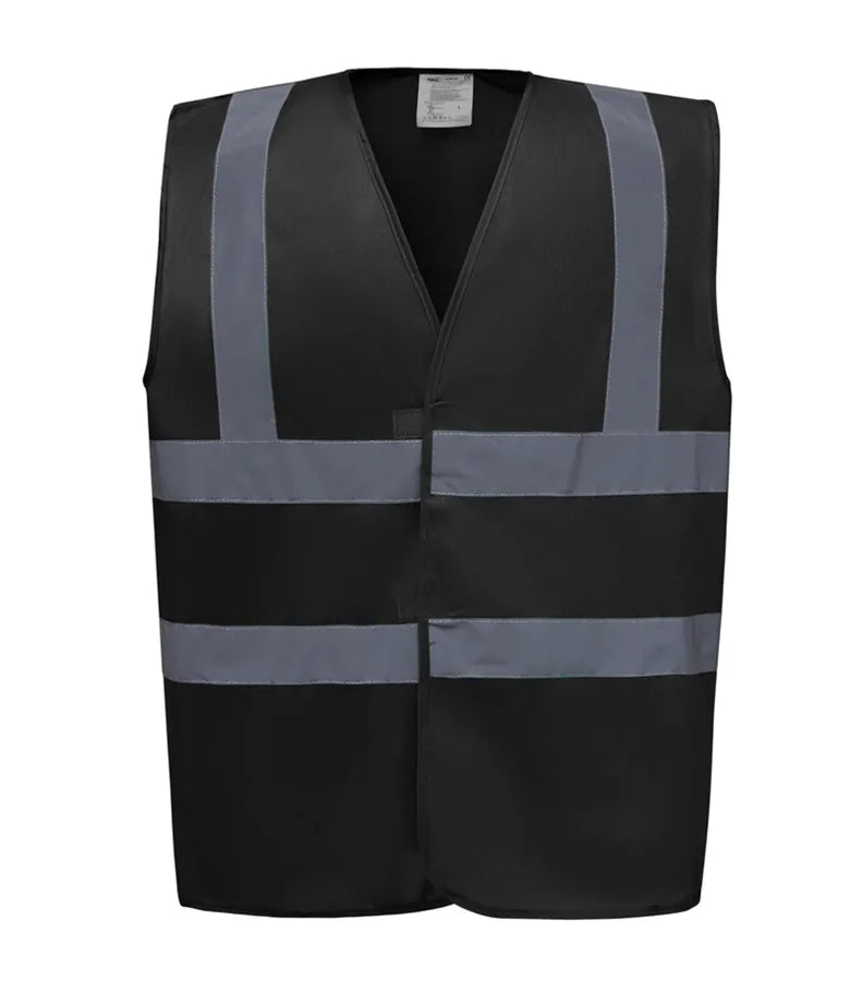 Hi vis 2 band and braces waistcoat Black