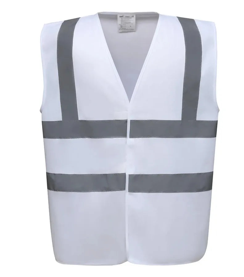 Hi vis 2 band and braces waistcoat White