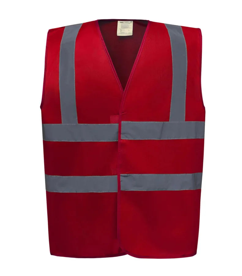Hi vis 2 band and braces waistcoat Red
