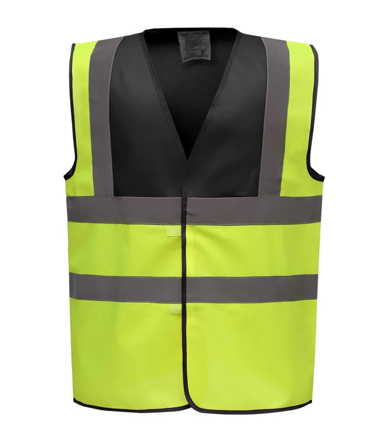 Hi vis 2 band and braces waistcoat BlackYoke/Yellow