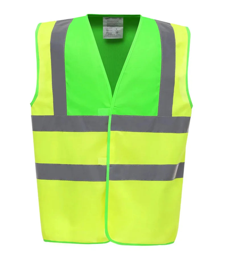 Hi vis 2 band and braces waistcoat LimeYoke/Yellow