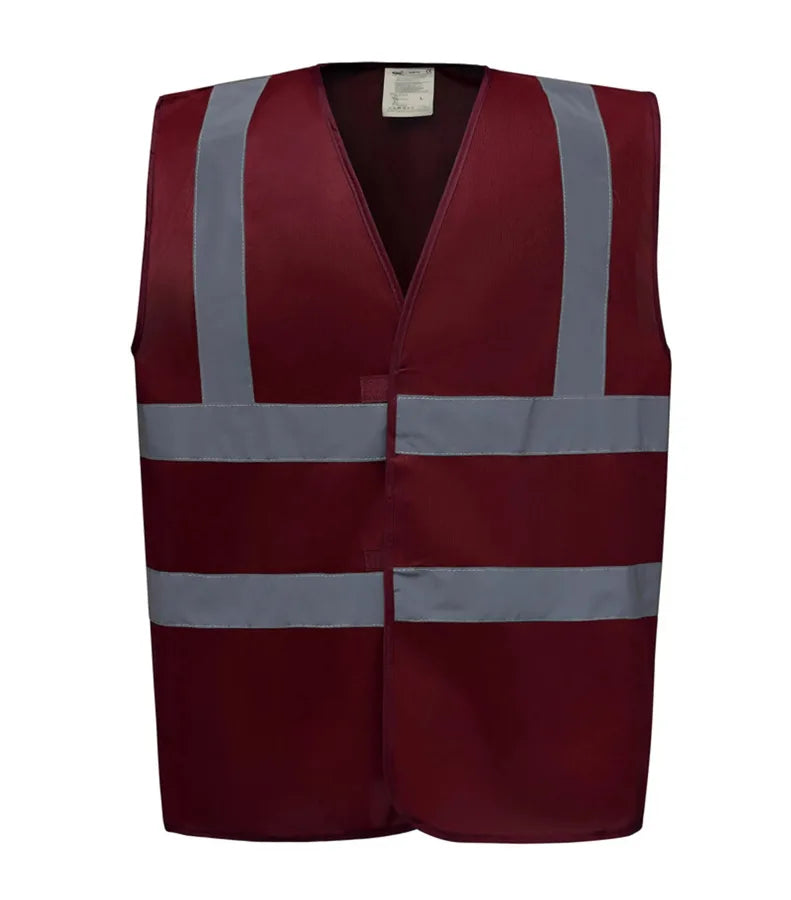 Hi vis 2 band and braces waistcoat Maroon