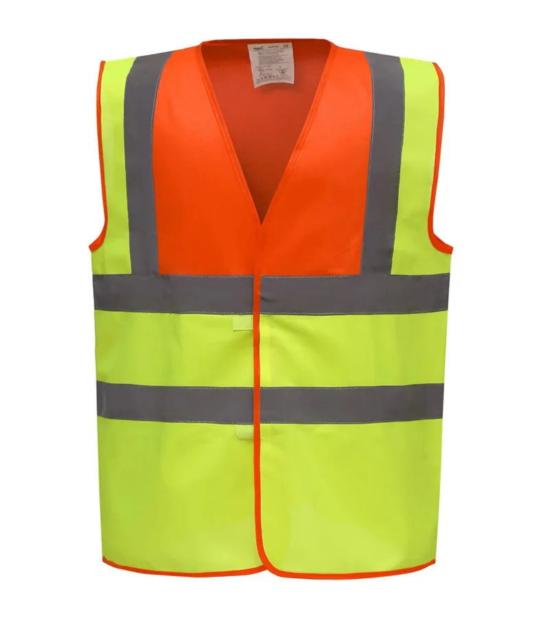 Hi vis 2 band and braces waistcoat OrangeYoke/Yellow