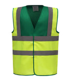 Hi vis 2 band and braces waistcoat ParamedicGreen/Yellow