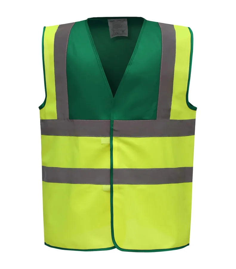Hi vis 2 band and braces waistcoat ParamedicGreen/Yellow