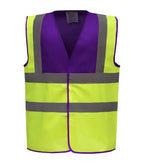 Hi vis 2 band and braces waistcoat PurpleYoke/Yellow