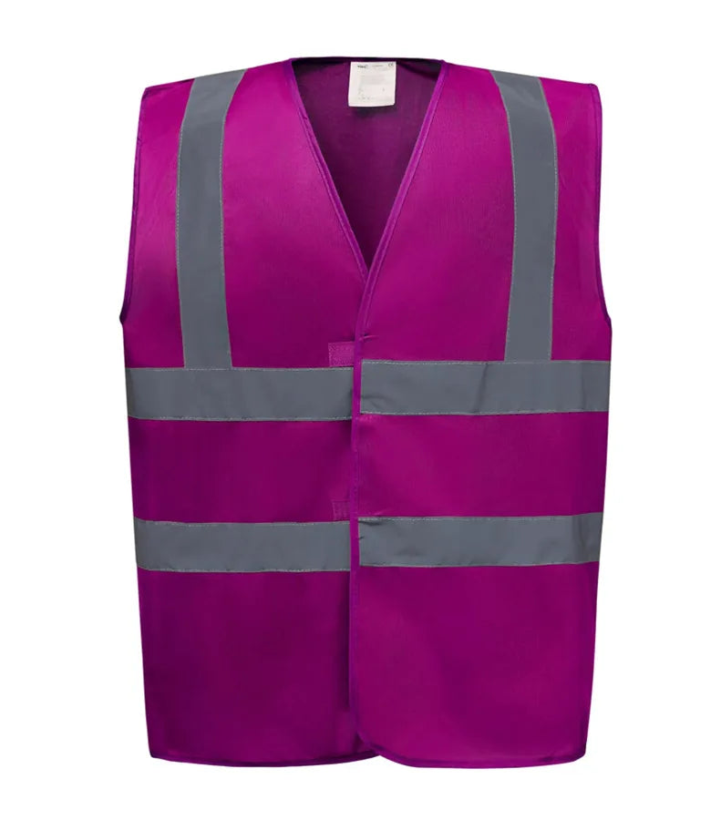 Hi vis 2 band and braces waistcoat Raspberry
