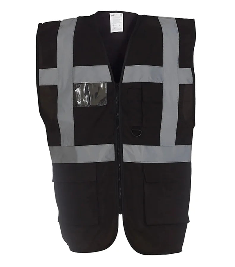 Multi-functional executive hi vis waistcoat Black