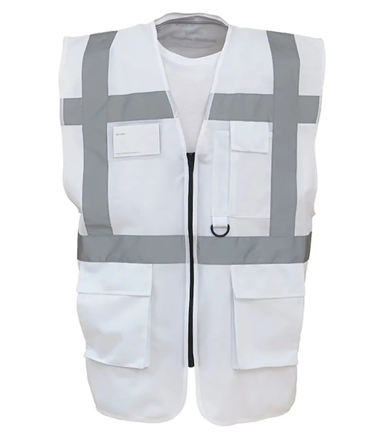 Multi-functional executive hi vis waistcoat White