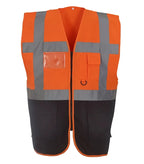 Multi-functional executive hi vis waistcoat Orange/Black