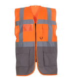 Multi-functional executive hi vis waistcoat Orange/Grey