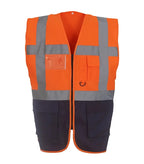 Multi-functional executive hi vis waistcoat Orange/Navy