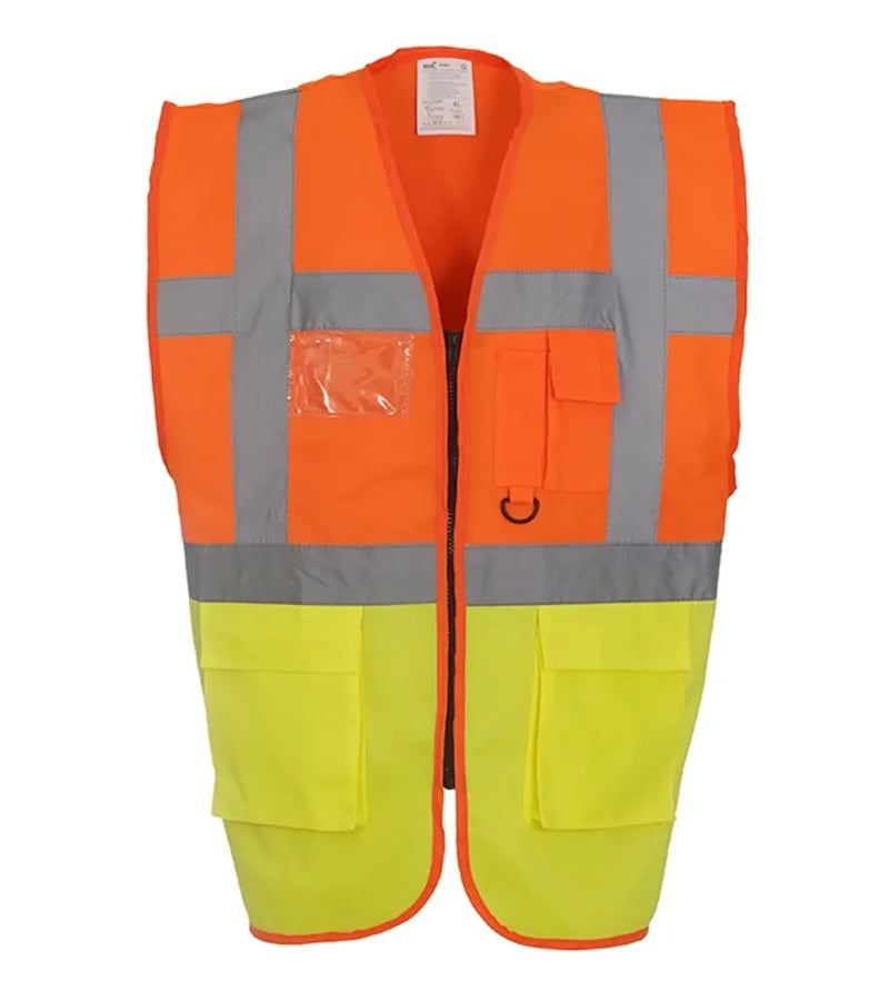 Multi-functional executive hi vis waistcoat Orange/Yellow