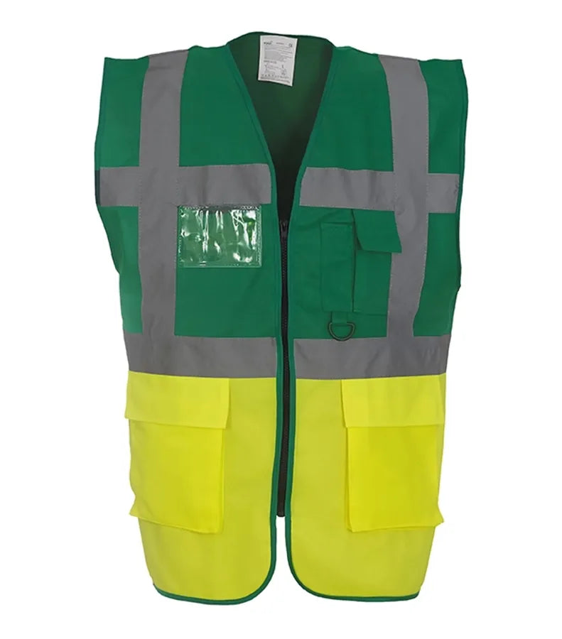 Multi-functional executive hi vis waistcoat ParamedicGreen/Yellow