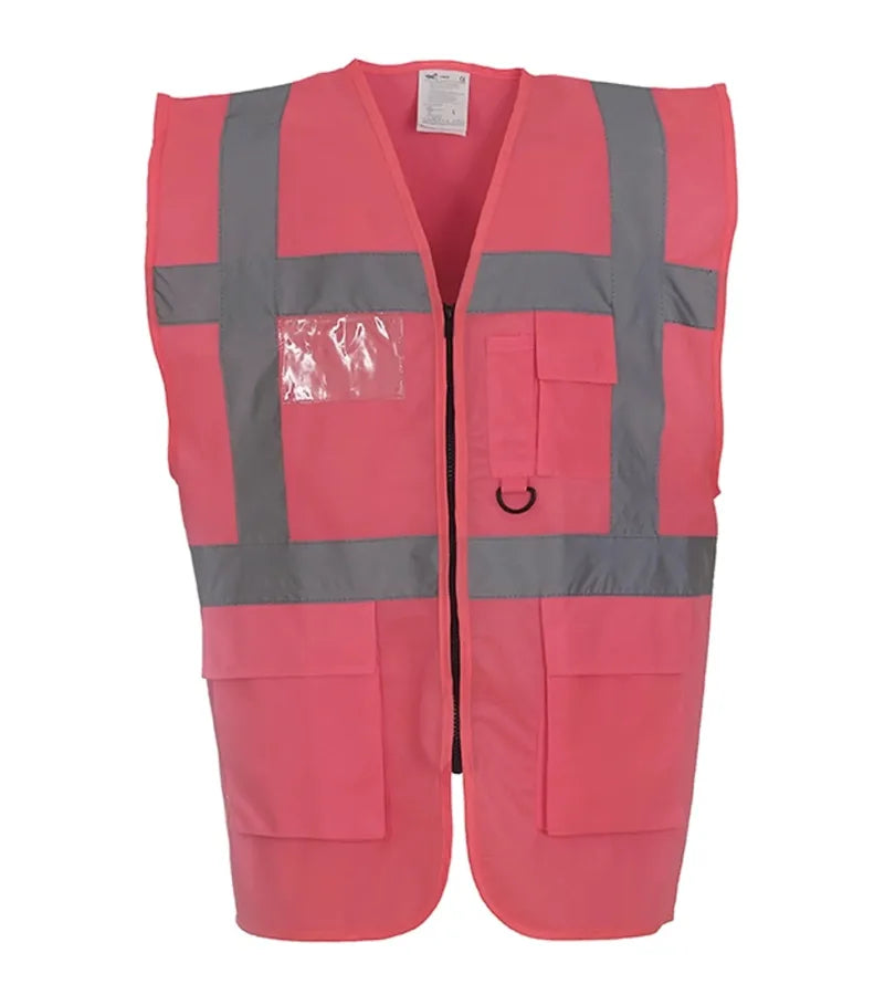 Multi-functional executive hi vis waistcoat Pink
