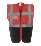 Multi-functional executive hi vis waistcoat Red/Black