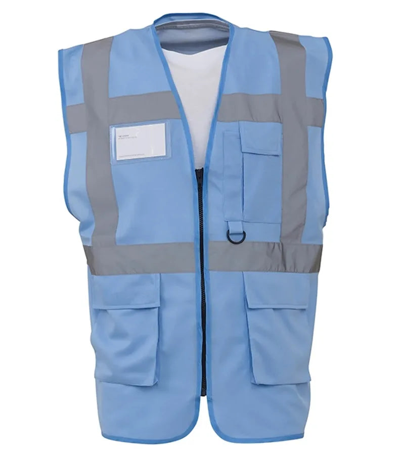 Multi-functional executive hi vis waistcoat Sky