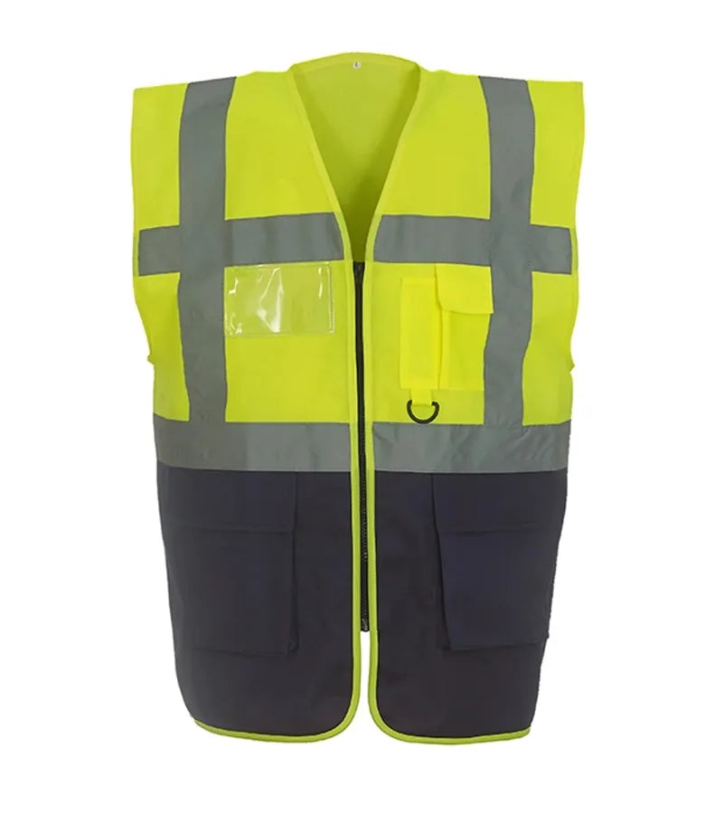 Multi-functional executive hi vis waistcoat Yellow/Navy