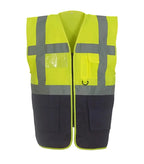 Multi-functional executive hi vis waistcoat Yellow/Navy