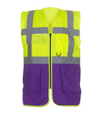 Multi-functional executive hi vis waistcoat Yellow/Purple