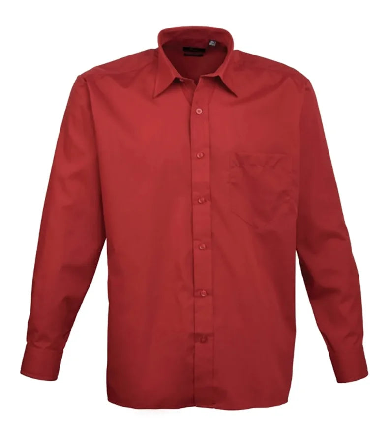 Long sleeve poplin shirt Burgundy