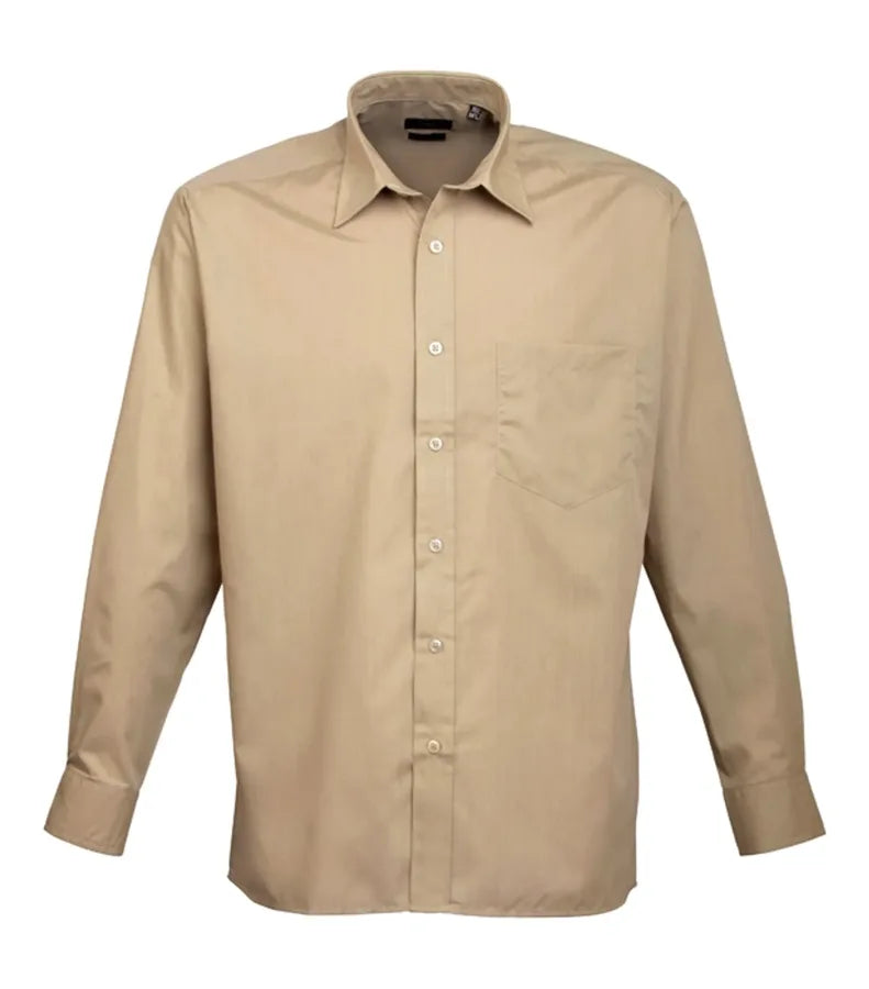 Long sleeve poplin shirt Khaki