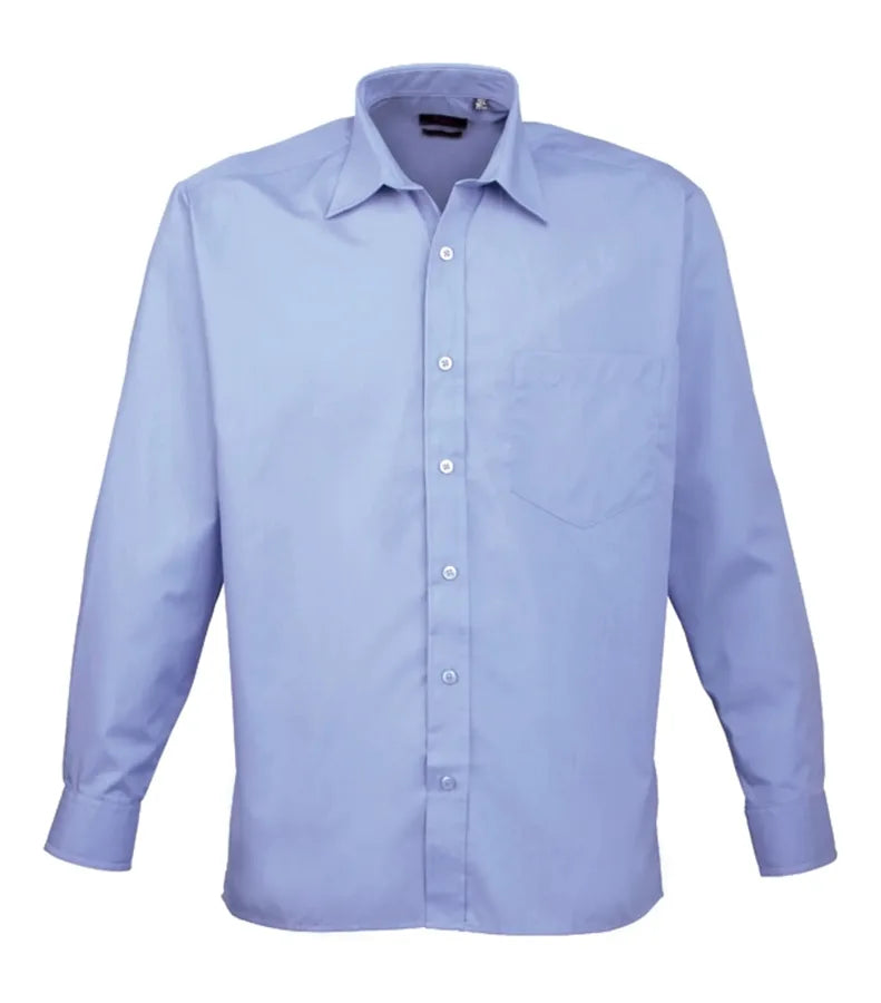 Long sleeve poplin shirt MidBlue