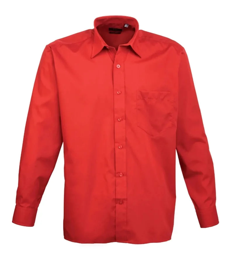 Long sleeve poplin shirt Red