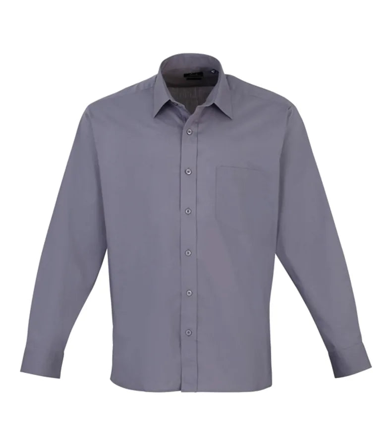 Long sleeve poplin shirt Steel