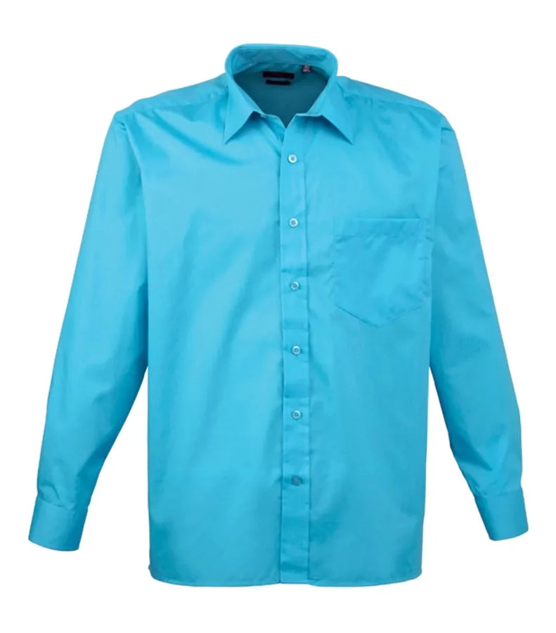 Long sleeve poplin shirt Turquoise