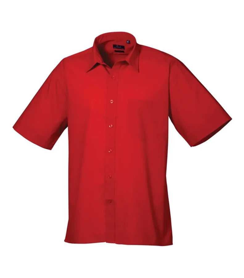 Short sleeve poplin shirt Red