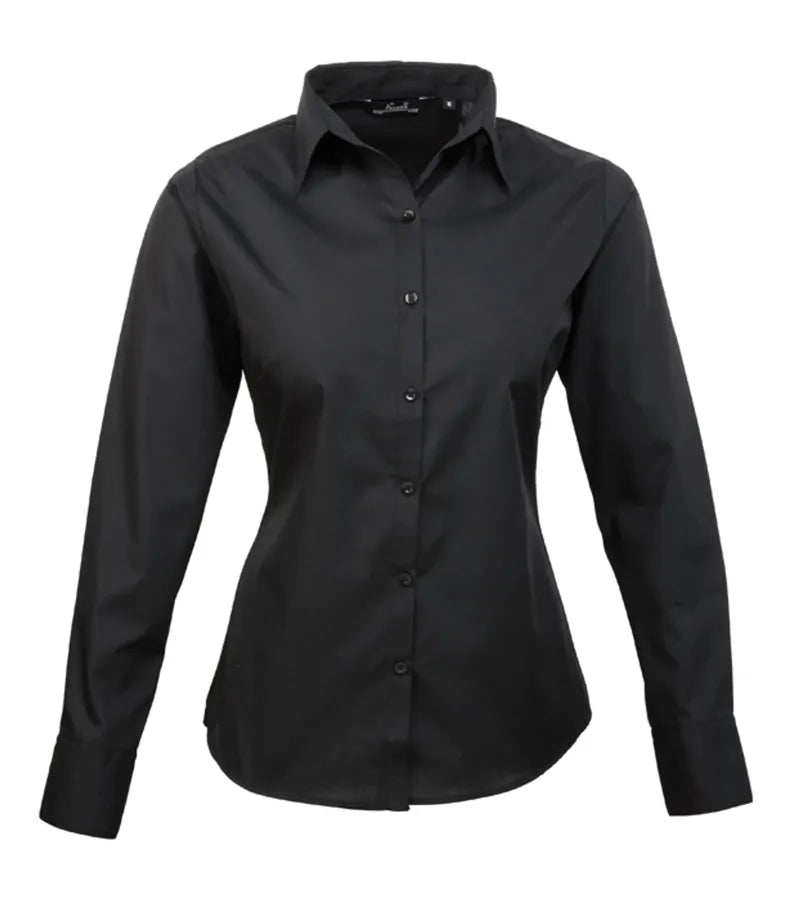 Women's poplin long sleeve blouse Black