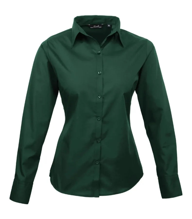 Women's poplin long sleeve blouse Bottle
