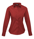 Women's poplin long sleeve blouse Burgundy
