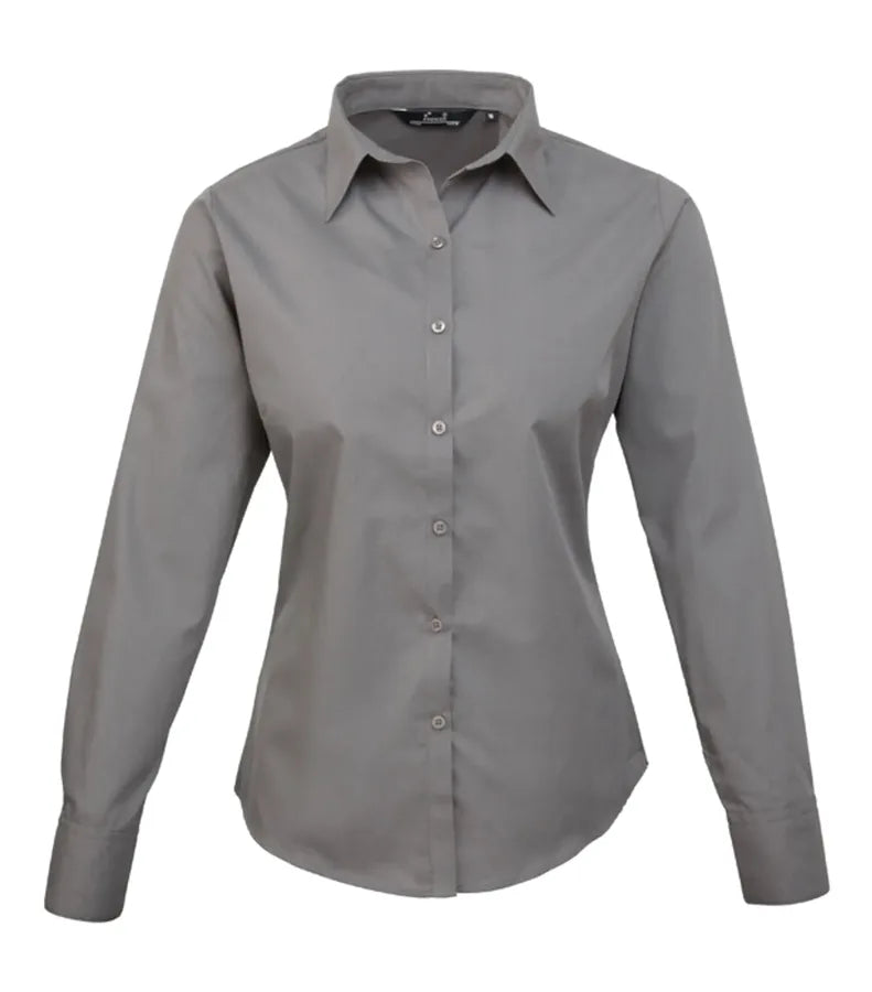 Women's poplin long sleeve blouse DarkGrey
