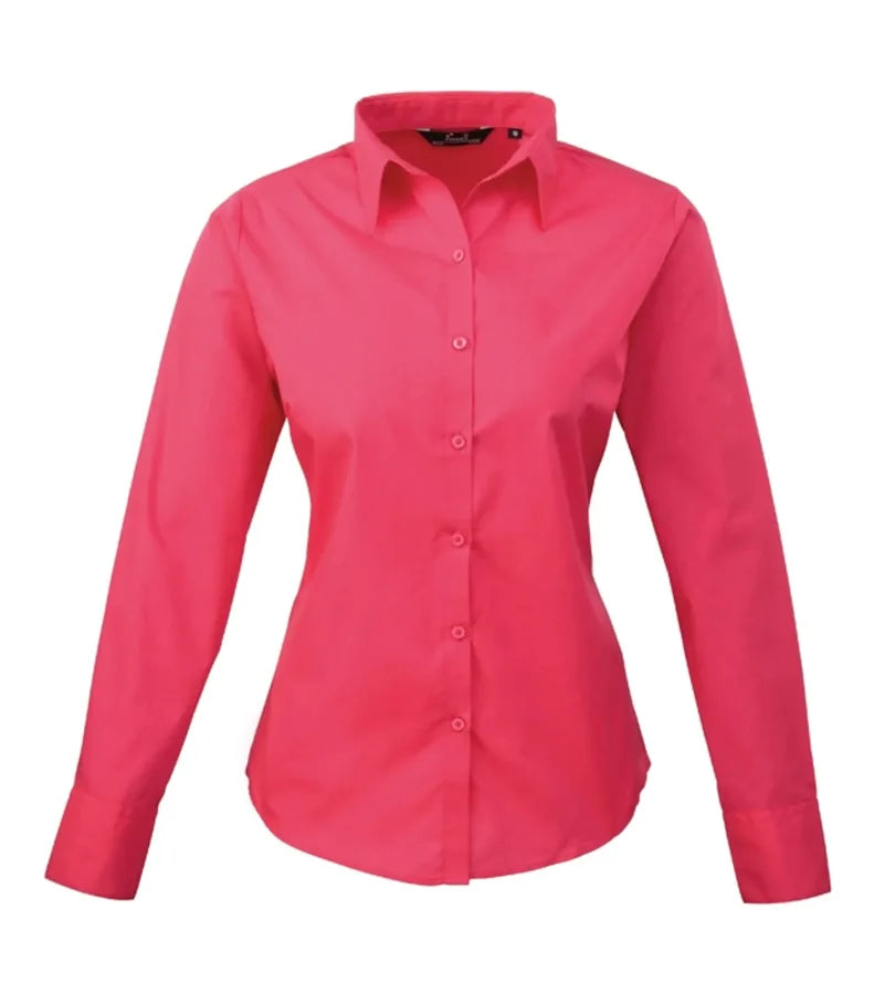Women's poplin long sleeve blouse HotPink