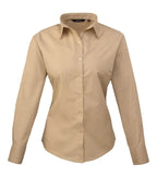 Women's poplin long sleeve blouse Khaki