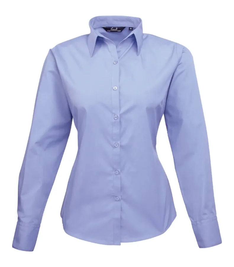 Women's poplin long sleeve blouse MidBlue