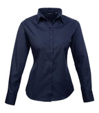 Women's poplin long sleeve blouse Navy