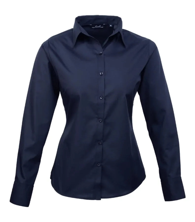 Women's poplin long sleeve blouse Navy