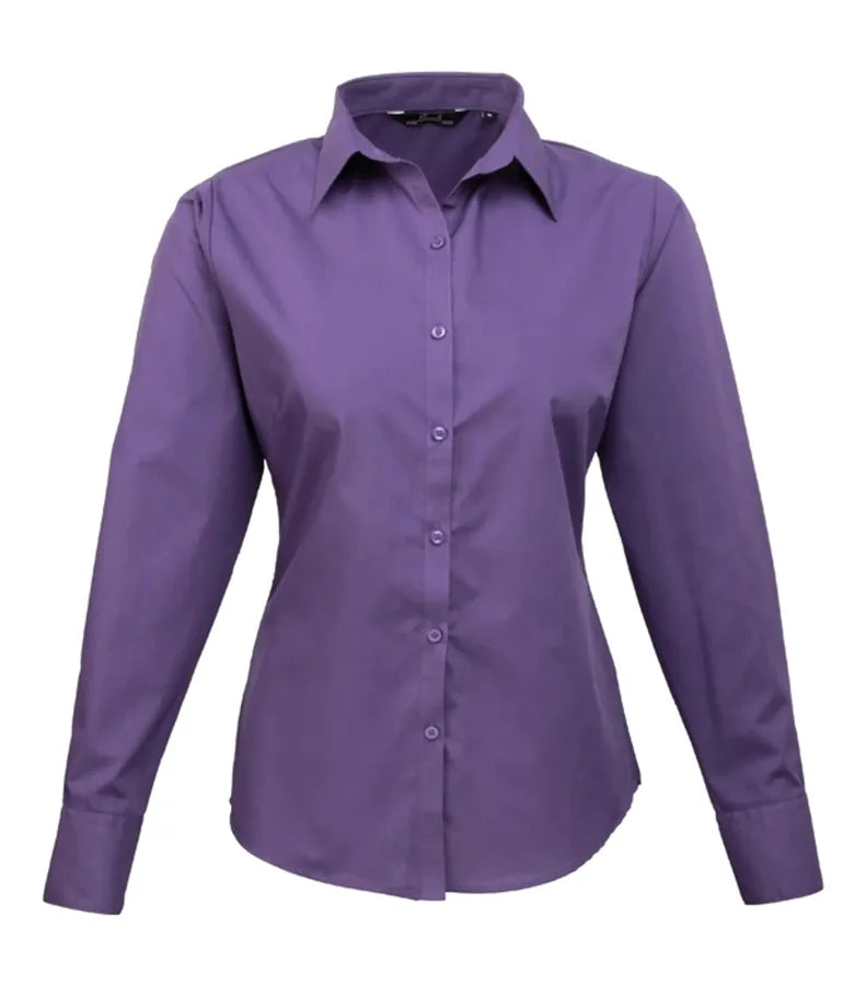 Women's poplin long sleeve blouse Purple