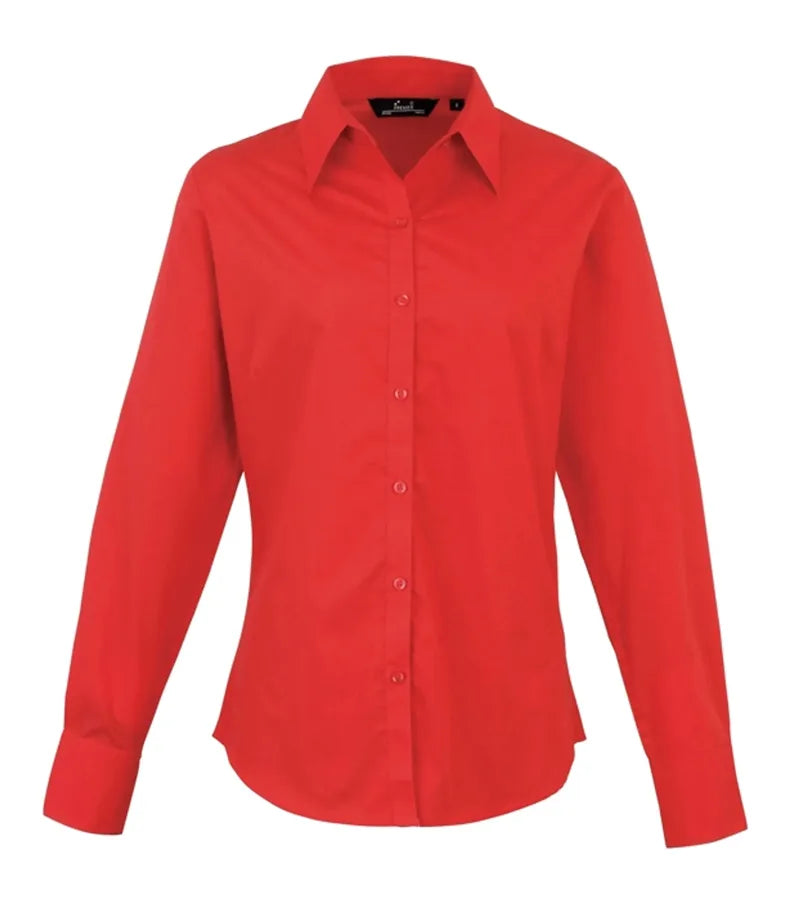 Women's poplin long sleeve blouse Red