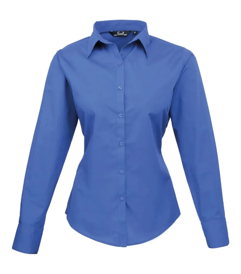 Women's poplin long sleeve blouse Royal